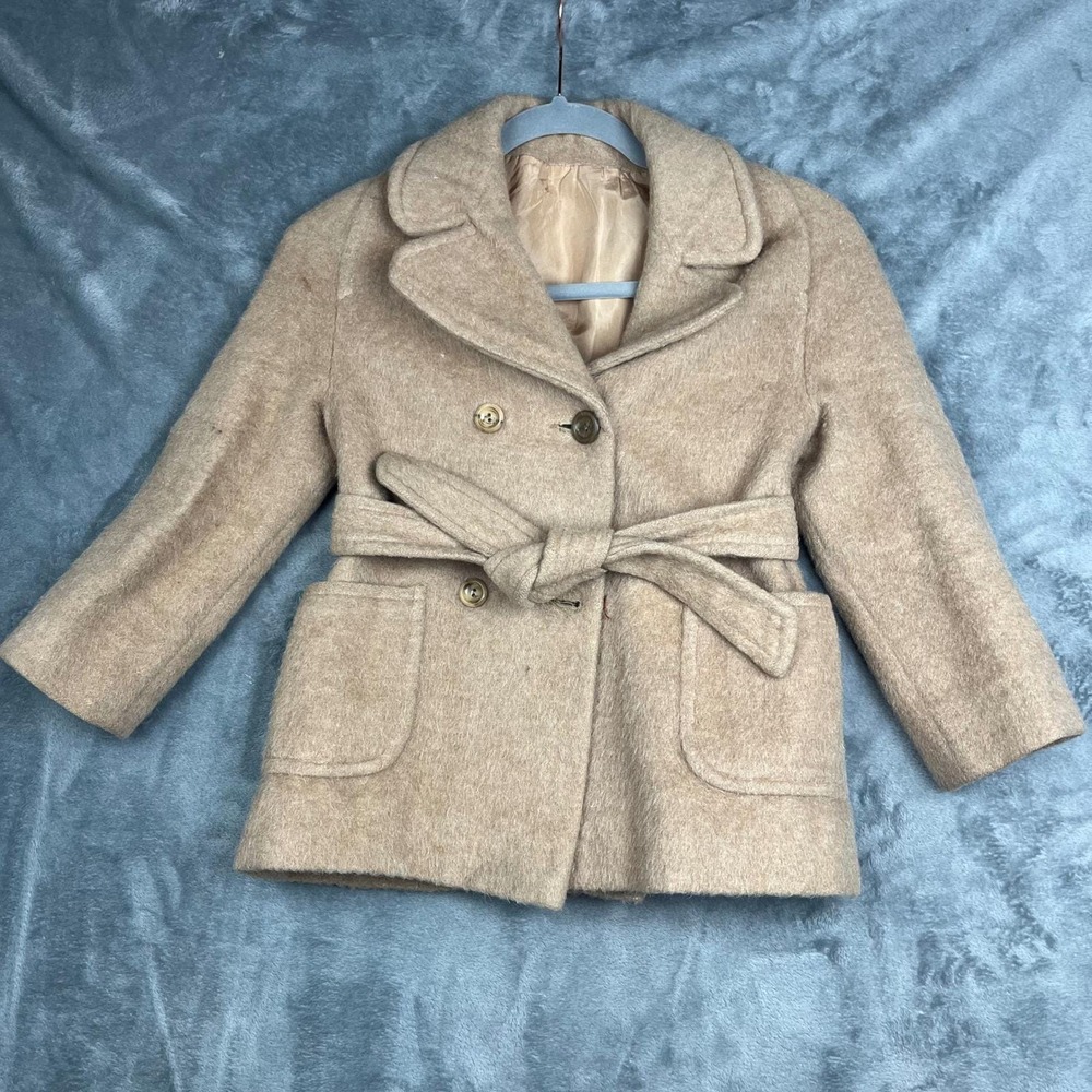 Vintage Girls Pea Coat Wool Mohair 60's Belted Made in England Karlinda London